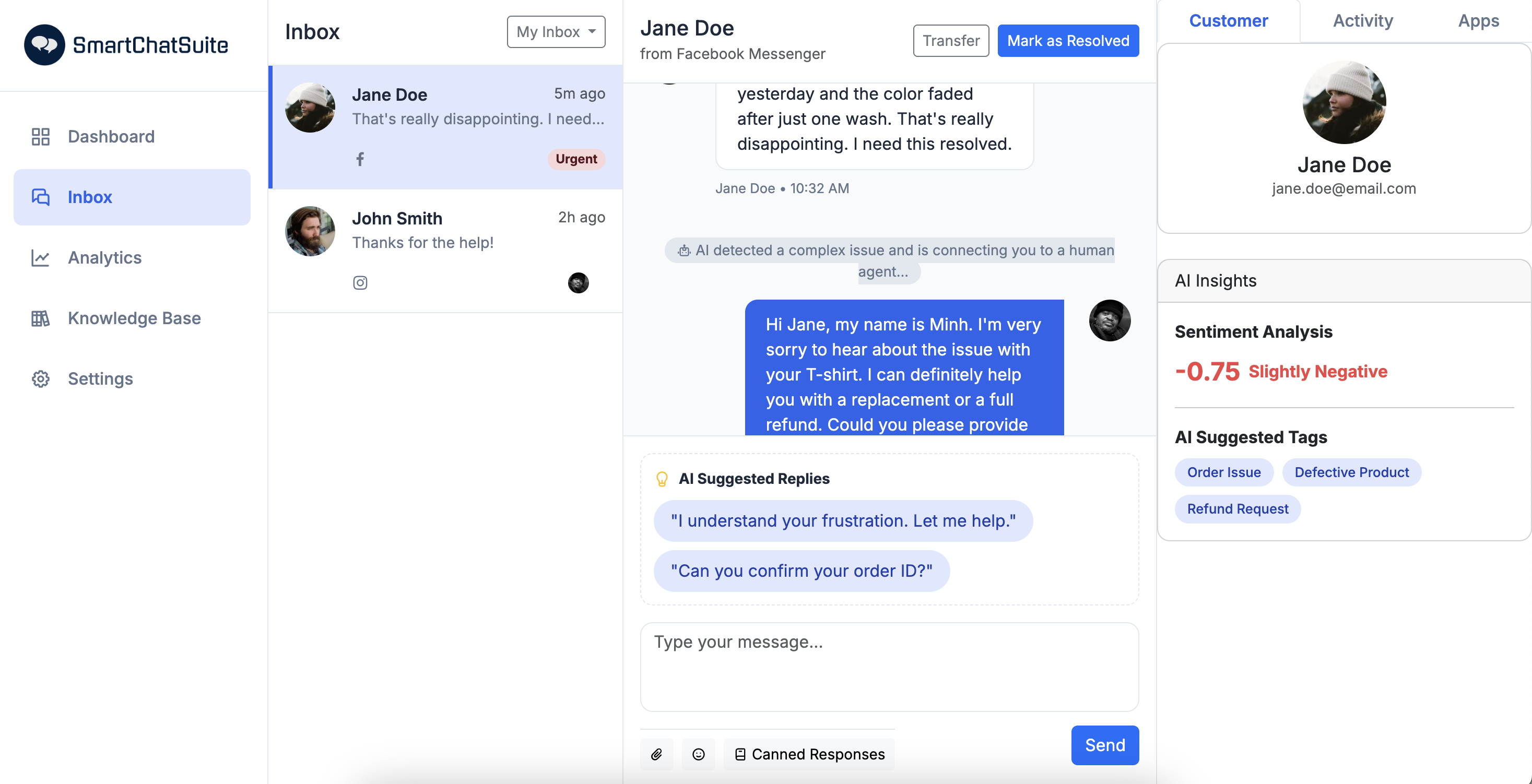 SmartChatSuite Chat Interface